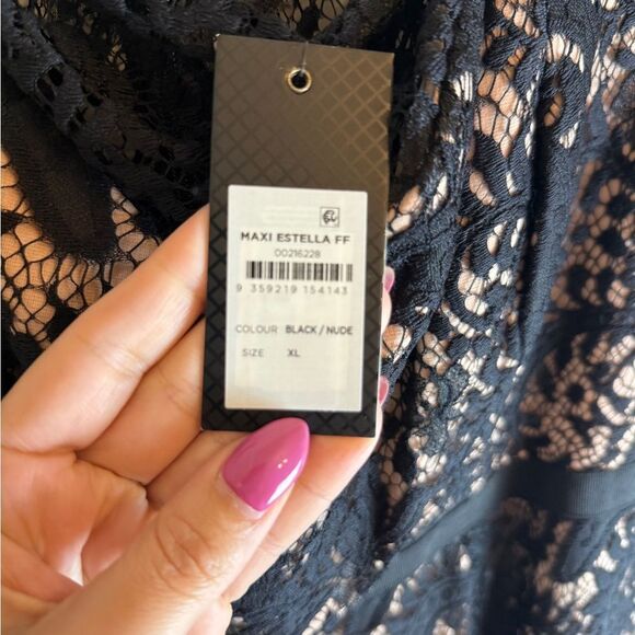 City Chic Estella FF Maxi Dress Black Size 22 - Picture 7 of 16